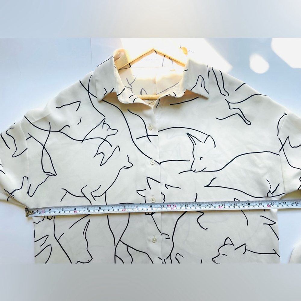 aritzia nation Cream Shirt with Abstract Animal Print blouse - Picture 4 of 8